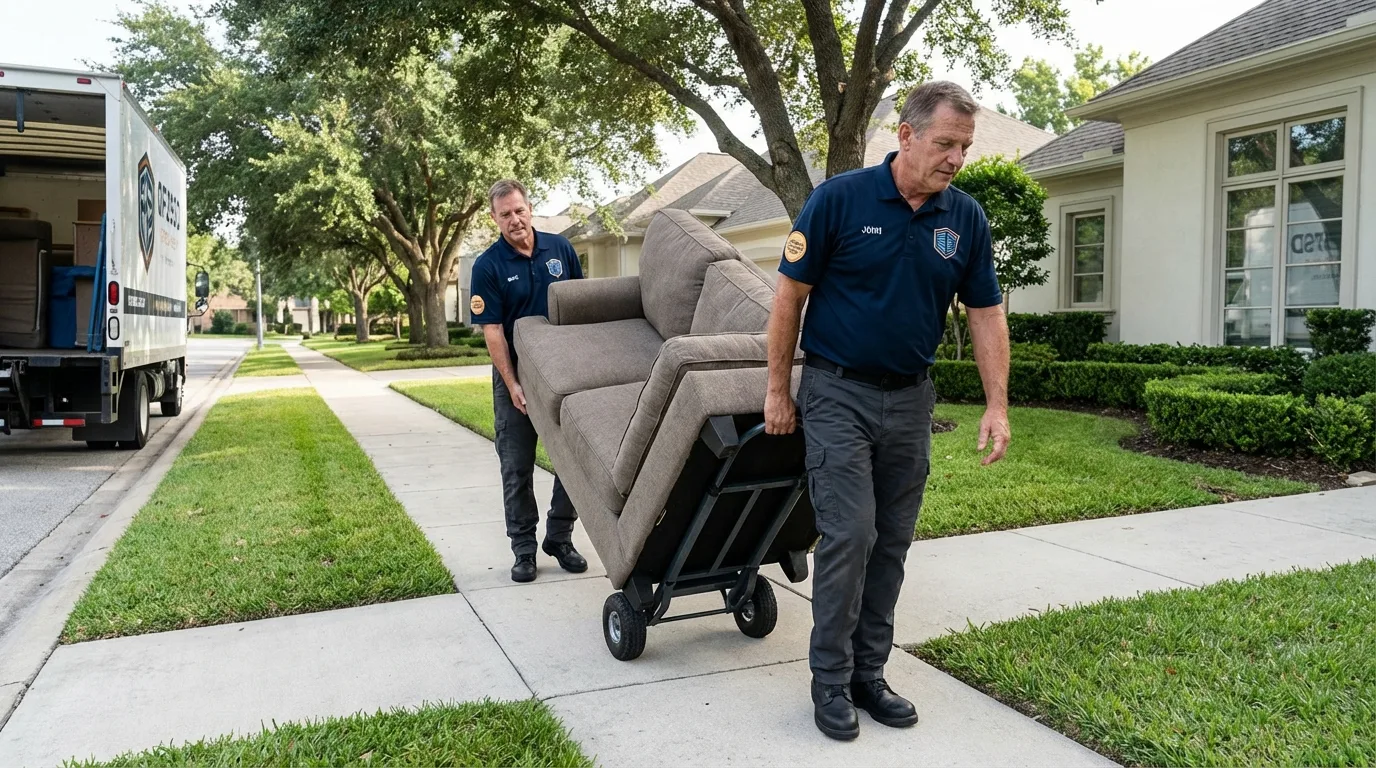 Local residential moving crew loading furniture in Nevada City, CA
